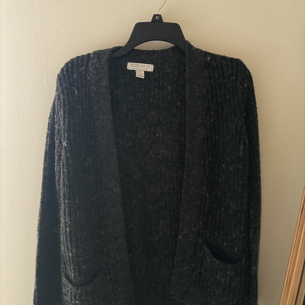 Forever 21 Charcoal Open-Front Cardigan